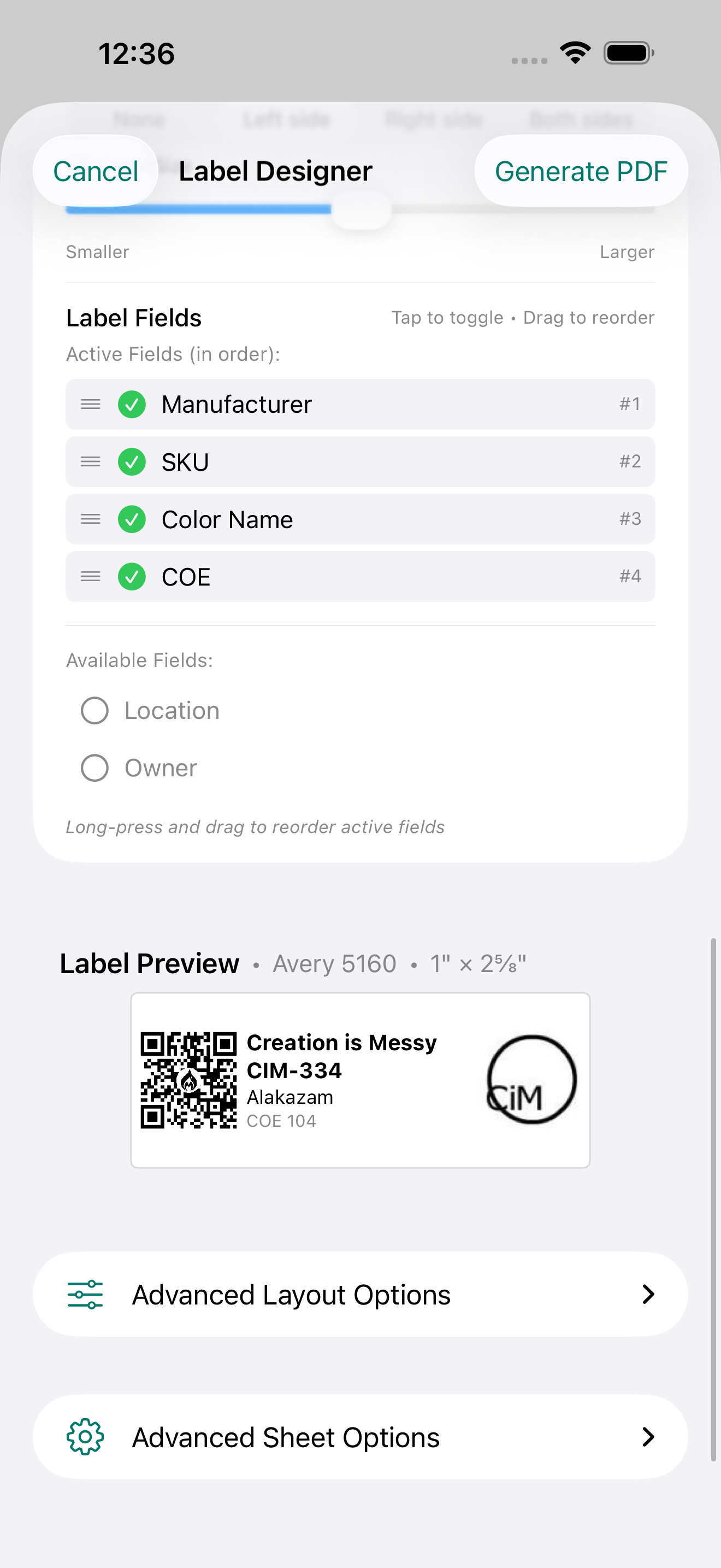QR label templates